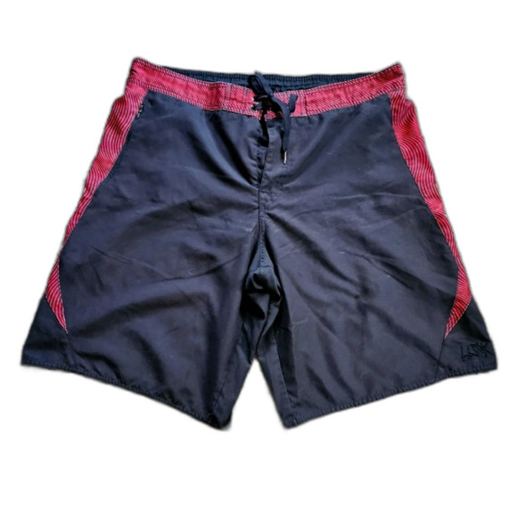 Tony Hawk Swim Trunks Board Shorts Black & Red Lined Zip Pockets Sz. Extra Large - Picture 1 of 11